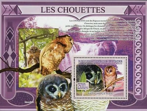 Owls Stamp Bird Strix Woodfordi Scotopelia Peli Tyto Alba S/S MNH #643 /Bl.1667 - Picture 1 of 12