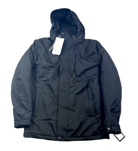 Hawke & Co Parka Coat Mens Small Black Bibbed Removable Hood $195 - Picture 1 of 13