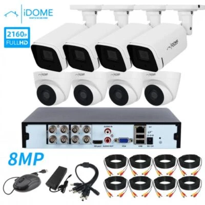 IDOME CCTV HOME SECURITY 8MP 8 CHANNEL DVR KIT COMPLETE FULL HD (FREE BALUN) UK - Image 1 of 3