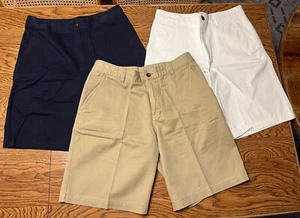 3 Faded Glory Cotton 4 pocket shorts - size 34 - navy blue, tan, and white - Picture 1 of 4