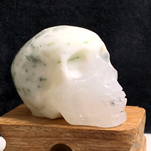 Natural Agate Skull quartzite Crystal Carved Skull Gem Reiki Healing A863