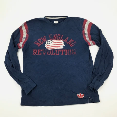 New England Revolution Shirt Size Large L Blue Red Tee Adidas Soccer MLS Adult Cover