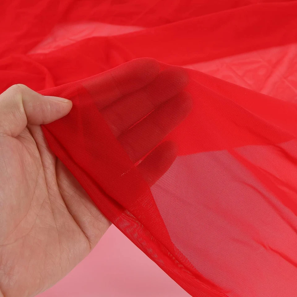 Stretch Net Fabric Plain Vivid Red 44/45" Width, for dresses , Craft, 1 YARD - Image 1 of 4