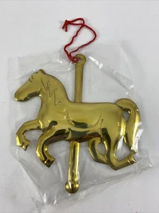 VTG Department 56 Christmas Ornament Carousel Horse Brass Tone Metal 4.5" NOS - Picture 1 of 3