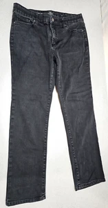St Johns Bay Womens Size 12 (34x30) Black Denim Jeans Straight Leg Stretch - Picture 1 of 5