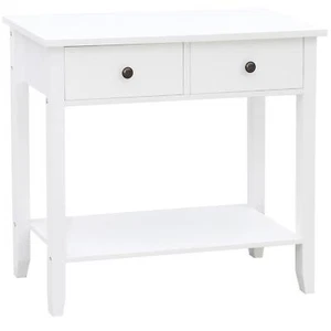 2 Drawer Console Table-White Bedroom Hallway Table with Storage Shelf - Picture 1 of 1