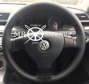 FOR VOLKSWAGEN NEW BEETLE 97-10 TRUE LEATHER STEERING WHEEL COVER DOUBLE STITCH - Picture 1 of 6
