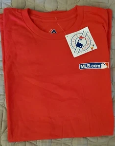 New NWT Majestic MLB MLB.com Baseball Red T Shirt Youth XL 100% Cotton - Picture 1 of 6