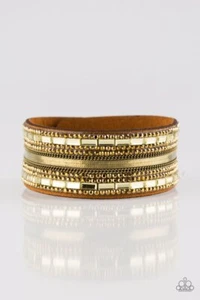 Paparazzi Bracelet- Brass- Teasingly Tomboy- Urban Style Snap Wrap - Picture 1 of 1