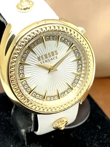 Versus by Versace Women's Watch VSPHF2921 Gold Case White Leather Band 38mm - Picture 1 of 13