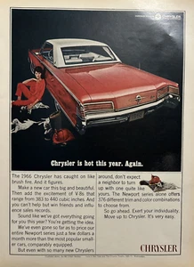 1966 Chrysler 300 2 Door Hardtop V-8Hot Year 383-440Ci Engine Vintage Print Ad - Picture 1 of 1