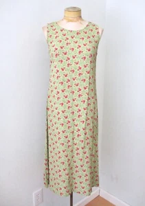 Abito tubino midi April Cornell verde rosa Ditsy floreale leggero rayon crepe S - Foto 1 di 6