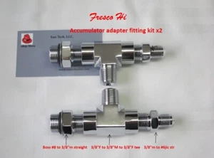 Lowrider Hydraulics Boss to 3/8" str & tee adapter 2 kits for accumulator - Picture 1 of 8