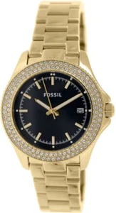FOSSIL AM4520 LADIES RETRO TRAVELER GOLD TONE STEEL BRACELET GLITZ BEZEL FACE - Picture 1 of 1