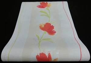6811-06-) moderne Vliestapete "Make up" Blumen-Design orange grün weiss beige - Bild 1 von 1