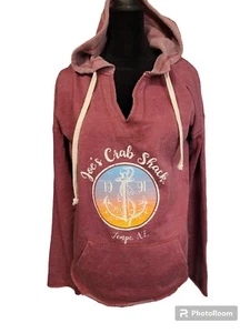 Felpa con cappuccio vintage Joes Crab Shack donna XL marrone anni 90 logo Spellout Tempe AZ - Foto 1 di 10