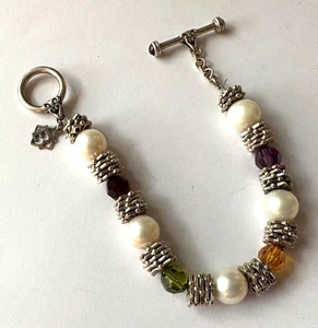 Sterling Silber & Perlen Armband 7 3/4" - Bild 1 von 3