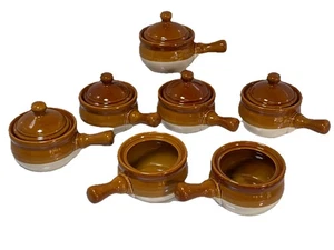 Cuencos de sopa de cebolla francesa con tapa The Table Top Company marrón vintage - Imagen 1 de 14