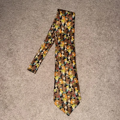Scooby Doo Mens Novelty Necktie Tie 1997 Warner Bros 100% Silk - Image 1 of 3