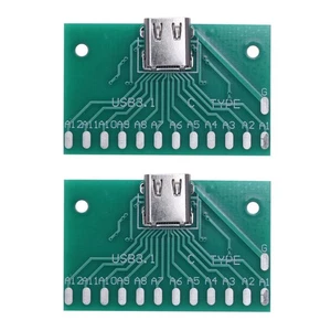 2X Diy 24Pin USB-C USB 3.1 Typ C Buchse  Typ mit Leiterplatte W5A81615 - Picture 1 of 9