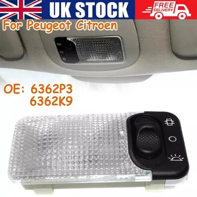 For Peugeot 107 108 206 Interior Roof Light Lamp Reading Door 6362K9 4 Pins UK - Image 1 of 4