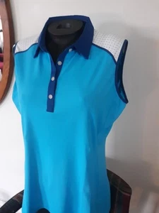 ANNIKA Cutter & Buck Shirt Sky Blue Sleeveless UPF 50 Sleeveless Golf Top Sz L - Picture 1 of 6