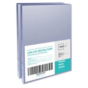 200 Pack 6 Mil PVC Clear Binding Covers, 8.5 x 11 Inches, Letter Size, Square... - Picture 1 of 9