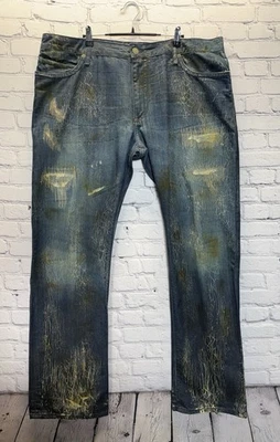 Pantalón Hombre Robin's Jean Marca Azul con Oro y Cristales, Talla 42 Foto 1 de 4