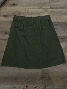 Nueva falda de lino CJ Banks para mujer 3X verde oliva hasta la rodilla - Imagen 1 de 7