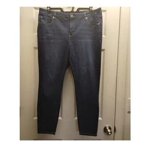 Jeans Tahari donna taglia 20W Chloe Fit Solution skinny lavaggio scuro denim blu - Foto 1 di 5