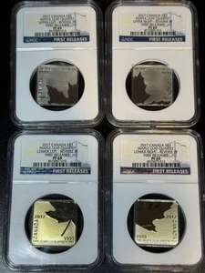 2017 Silver Canada Reverse PF69 $3 Maple Leaf Quartet 4-coin Set First Releases  - Picture 1 of 6