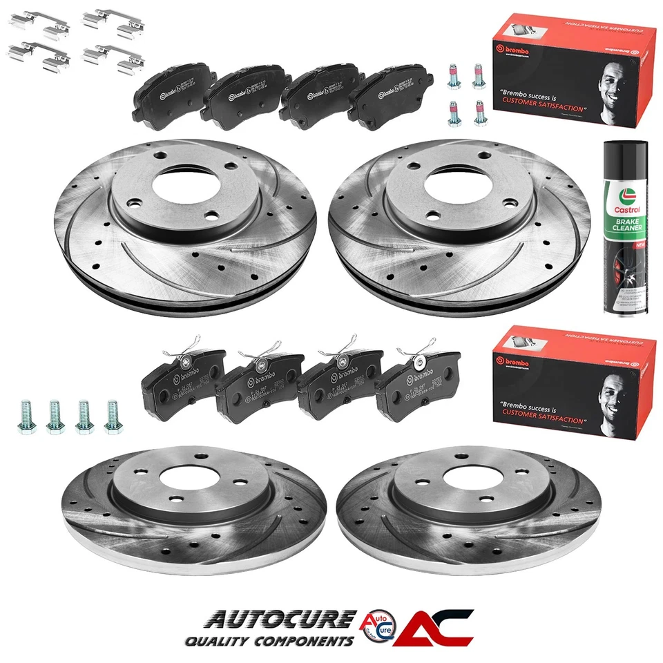 FOR FORD FIESTA ST-2 MK7 FRONT & REAR DRILLED GROOVED BRAKE DISCS & BREMBO PADS — 第 1/1 张图片