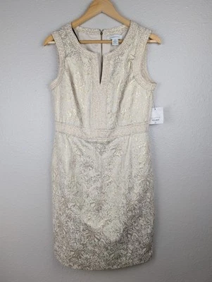 WOMEN'S LIZ CLAIBORNE BEIGE / GOLD METALLIC, COCKTAIL DRESS SIZE 4 $80 NWT 193 - Image 1 of 4