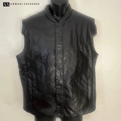 Armani Exchange Quilted Vegan Leather Vest Large Gently worn 100% polyester - Image 1 of 4