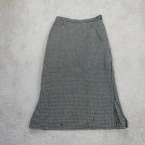 Womens Wool Midi Skirt Size 8 Houndstooth Check Vintage Old Money Academia - Picture 1 of 12