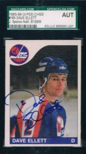 1985-86 O-Pee-Chee #185 Dave Ellett Rookie Card Winn Jets JSA Auto - Bild 1 von 1