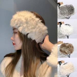 Cappello fascia pelliccia sintetica coniglio morbido moda russo spesso morbido inverno scaldorecchie - Foto 1 di 26