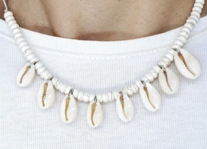 Colour Cowrie Shell Beach Friendship Necklace Sea Boho Summer Seashell Jewellery - Picture 1 of 8