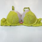 Dream Angels Victorias Secret 34A Pushup Bra Yellow Floral Lace Padded #0869