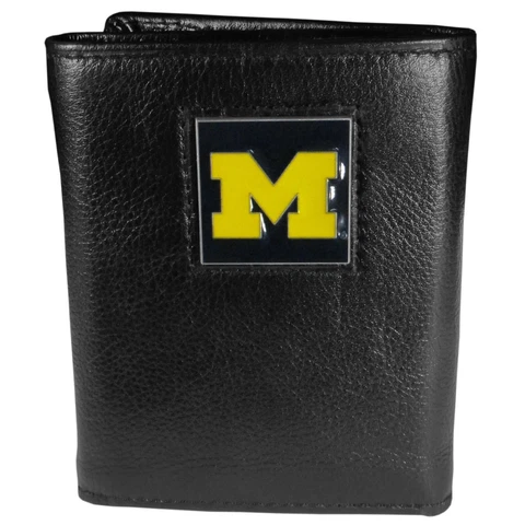 Michigan Wolverines Deluxe Leather Tri-fold Wallet Cover