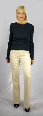 Pantalón Ralph Lauren Etiqueta Negra Pierna Ancha Puños Lana/Cachemira Crema Talla Nuevo con Etiquetas Foto 1 de 4