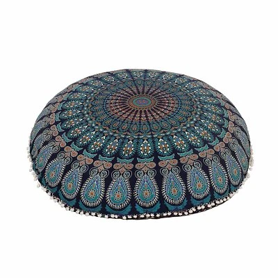 Cover Round Mandala Floor Pillow Cushion Case Decor Room Pouf Pom Indian Ottoman - Image 1 of 4