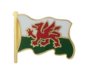 Wales Wavy Flag Pin Badge - Picture 1 of 3