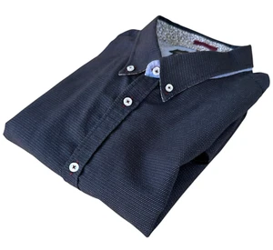 Spitalfields Shirt Men's UK Size 2XL Long Sleeve Navy Blue Dotted - Picture 1 of 7