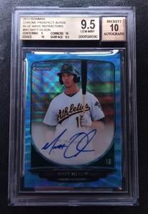 MATT OLSON 2013 BOWMAN CHROME PROSPECTS BLUE WAVE REFRACTOR /50 BGS 9.5 /10 AUTO