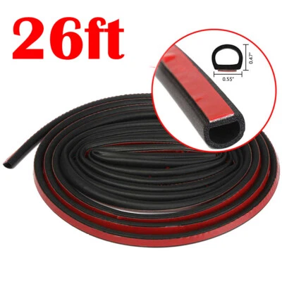 Universal Car Door Rubber Weather Seal Hollow Strip Weatherstrip 26ft 8M D-Shape - Image 1 of 4