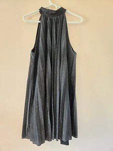 Vestido Corto Negro Plisado Brillo Halter Midi - Para Mujer Talla Grande - Nuevo Con Etiquetas - Imagen 1 de 8