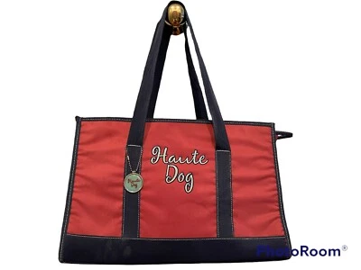 Haute Dog Pet Carrier/Tote Simply Dog Zip Top 3 Vent 16 X 11 X 8 Red Blue As Is - Image 1 of 4