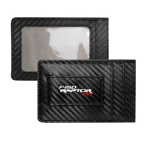 Portefeuille porte-carte Ford F-150 Raptor SVT fibre de carbone RFID avec clip argent