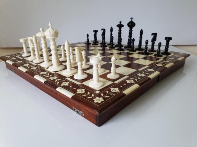 4.6″ Antique Pre-Staunton English Chess Set - Camel Bone- Ivory White